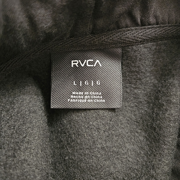 Big RVCA Men's Pullover Black Hoodie Size Large - Picture 6 of 8